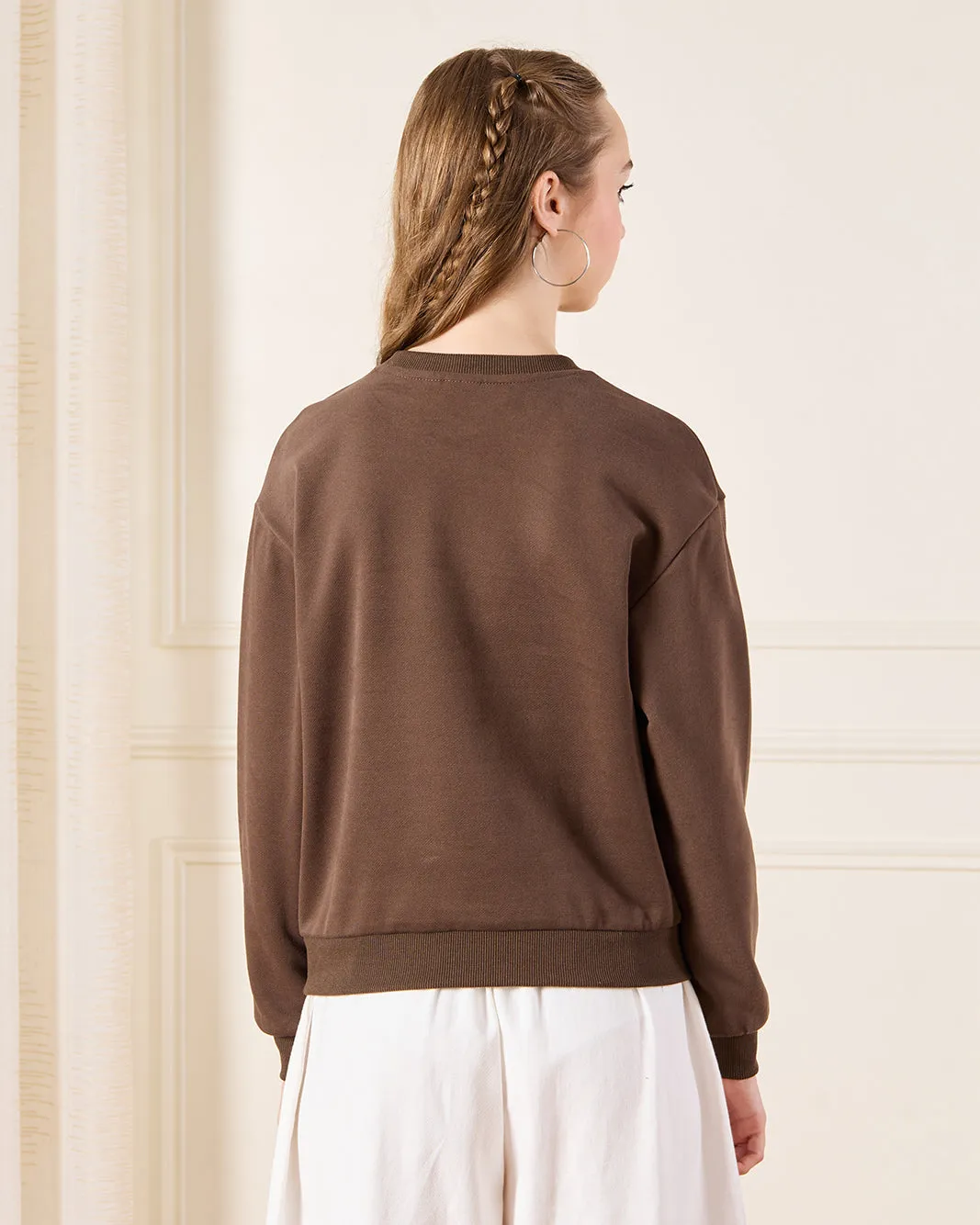 Senior Girls White Embellished With Flowers Sweatshirt sold by Redtag product image thumbnail 3