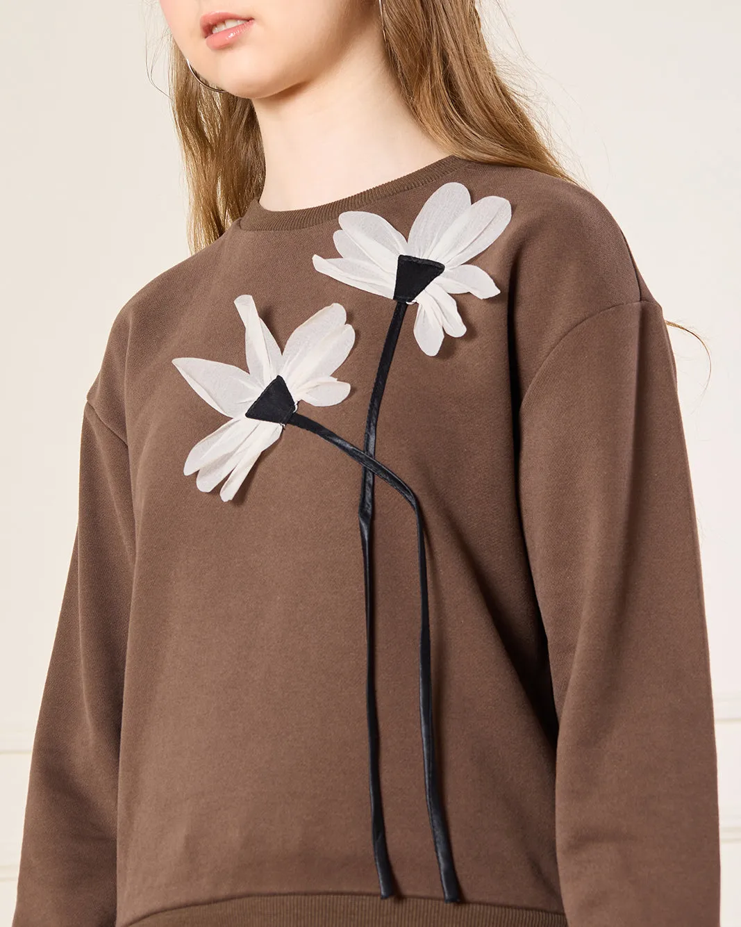 Senior Girls White Embellished With Flowers Sweatshirt sold by Redtag product image thumbnail 4