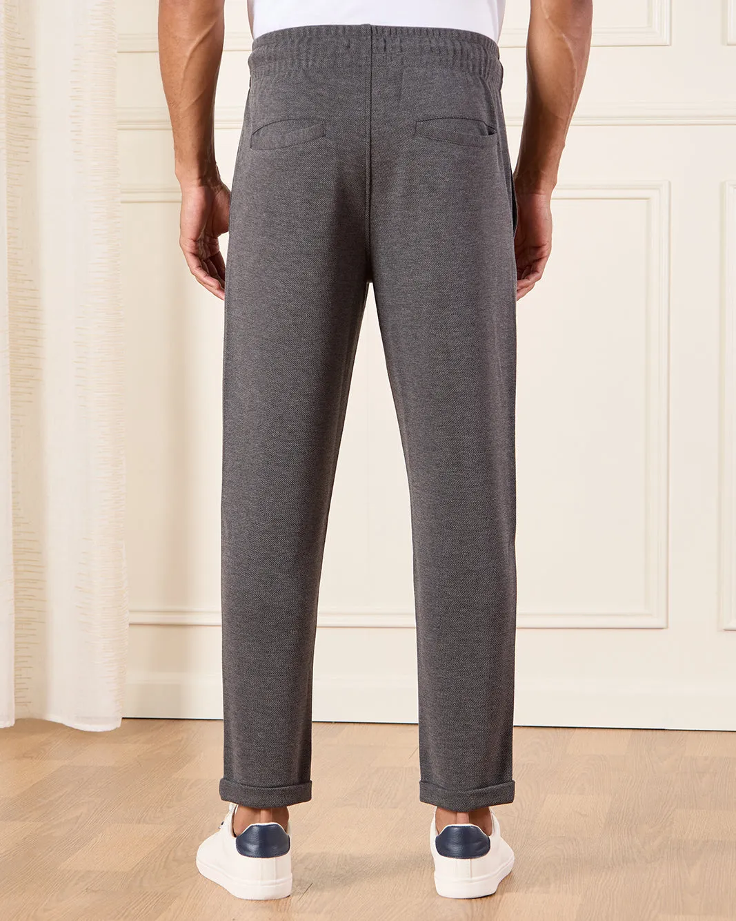 Men Charcoal Smart Knitted Track Pants sold by Redtag product image thumbnail 3