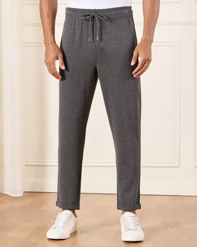 Men Charcoal Smart Knitted Track Pants sold by Redtag