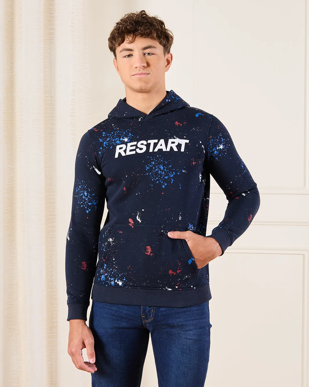 Senior Boys Navy Printed Sweatshirt sold by Redtag