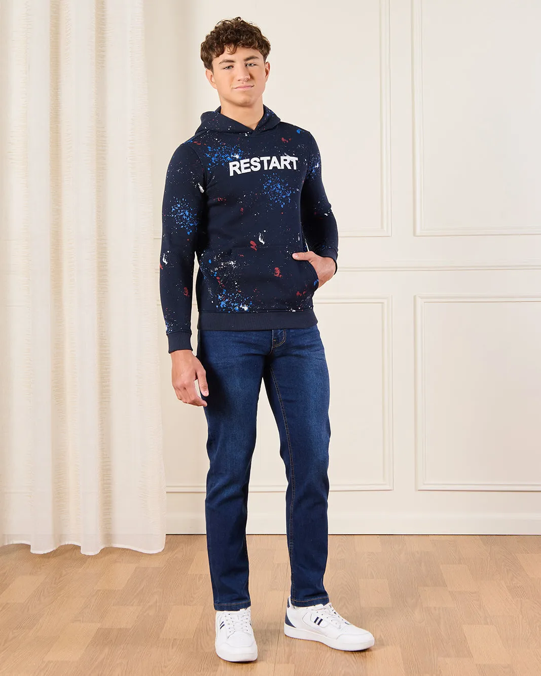 Senior Boys Navy Printed Sweatshirt sold by Redtag product image thumbnail 2