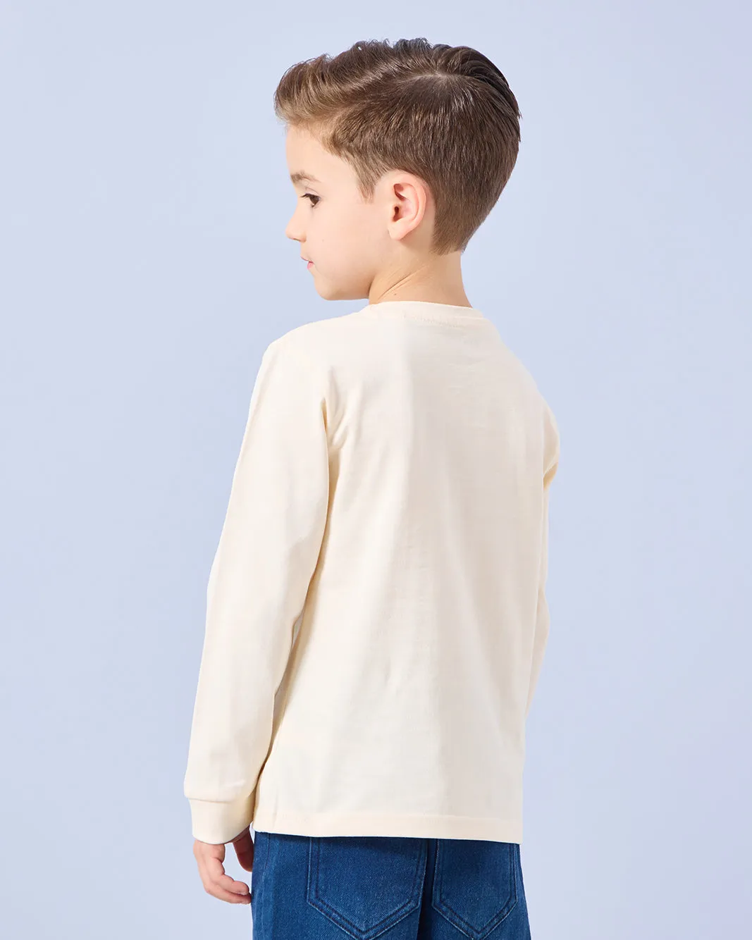 Boys Ivory Embroidered Long Sleeve T-Shirt sold by Redtag product image thumbnail 3
