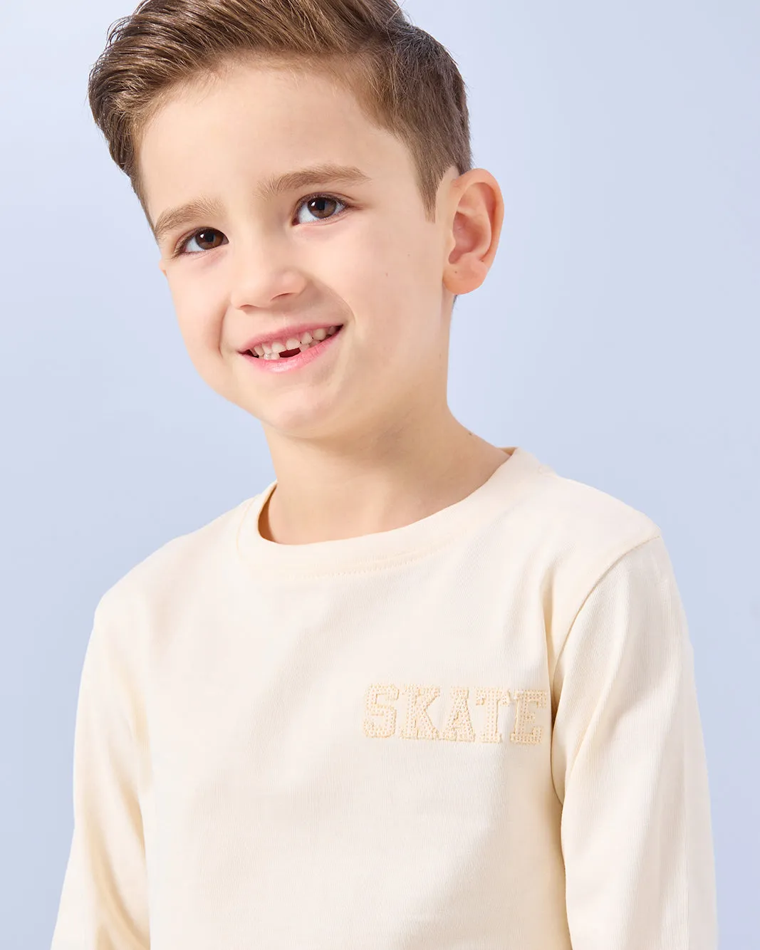 Boys Ivory Embroidered Long Sleeve T-Shirt sold by Redtag product image thumbnail 4