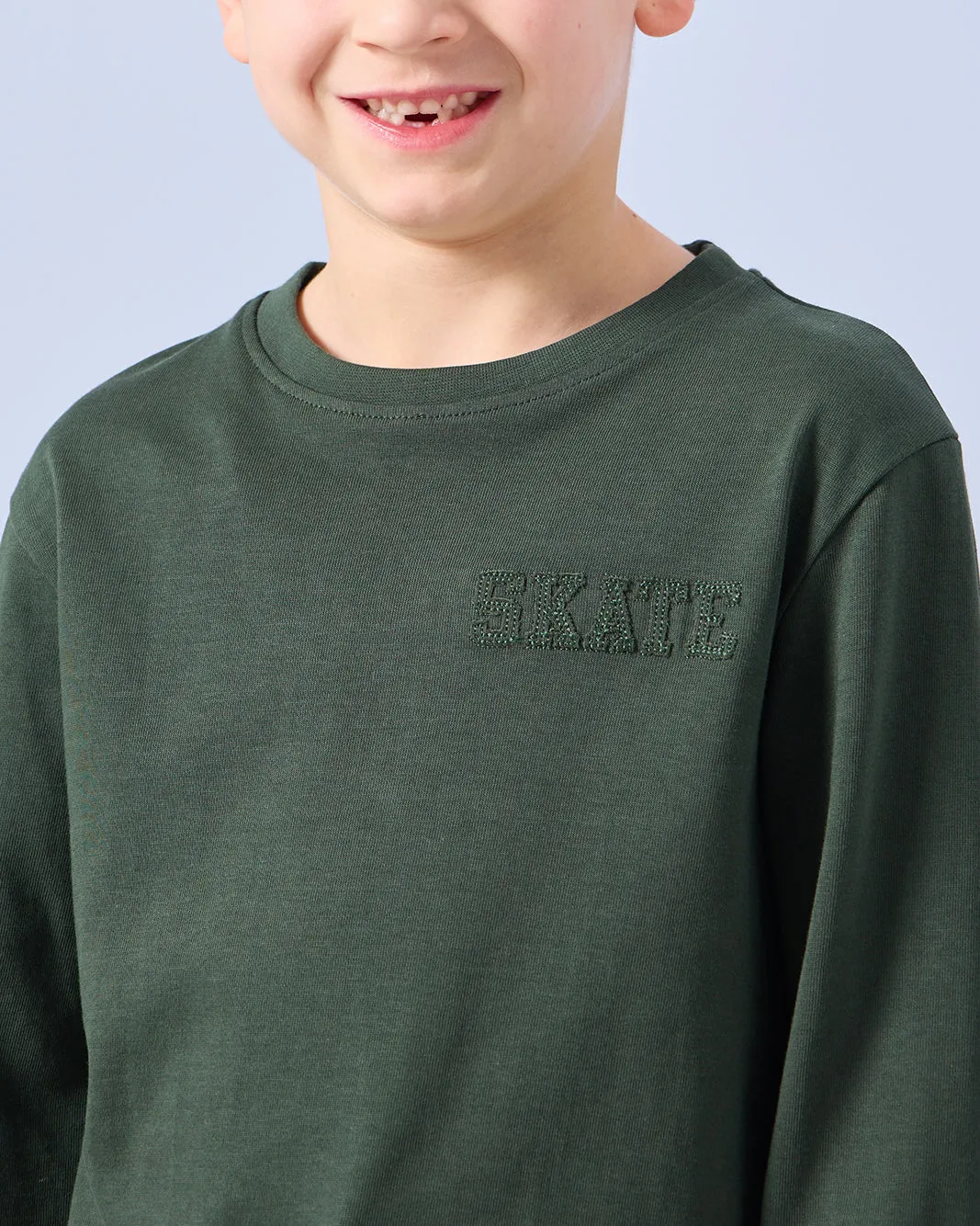 Boys Olive Embroidered Long Sleeve T-Shirt sold by Redtag product image thumbnail 4