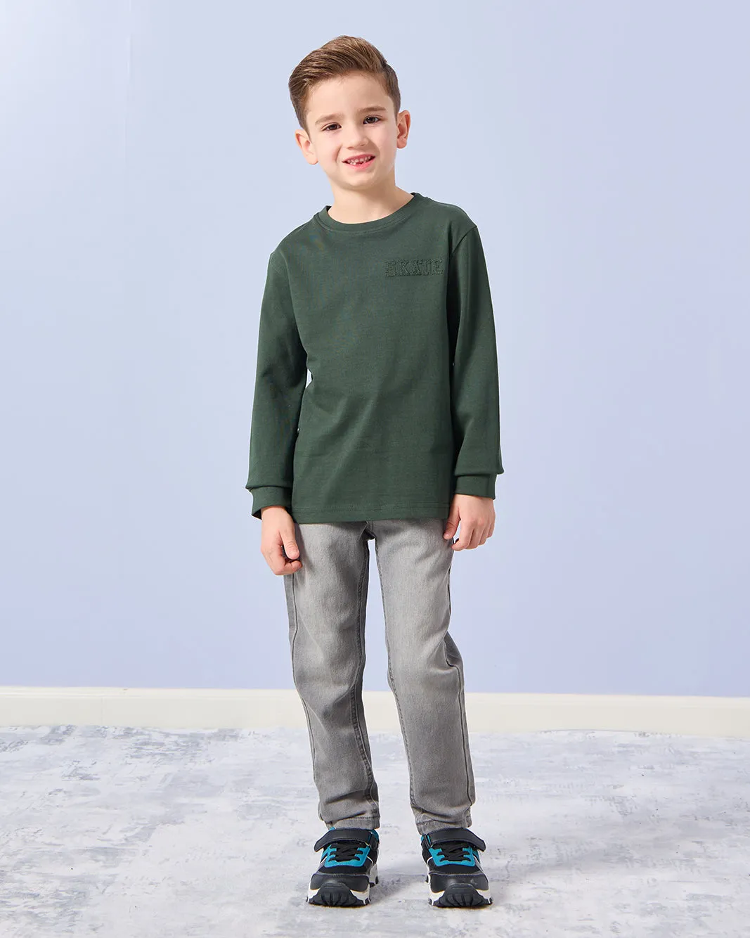 Boys Olive Embroidered Long Sleeve T-Shirt sold by Redtag product image thumbnail 2