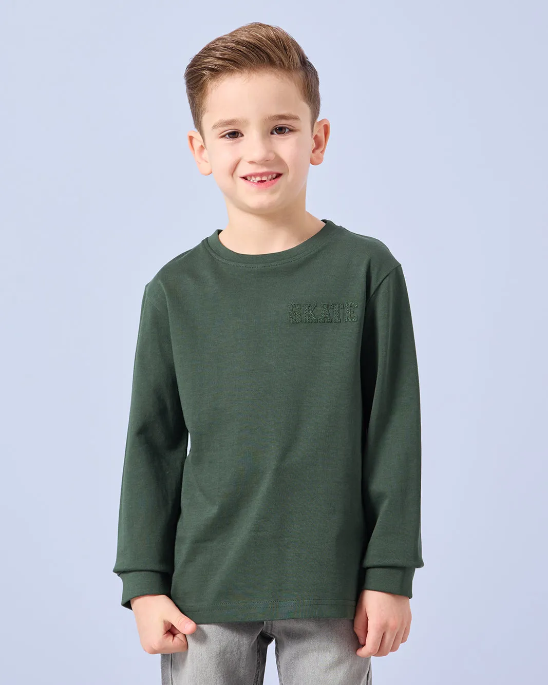 Boys Olive Embroidered Long Sleeve T-Shirt sold by Redtag
