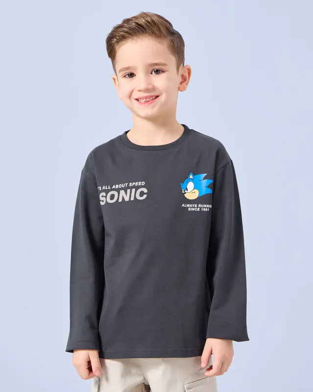 Boys Charcoal Sonic Print T-Shirt sold by Redtag