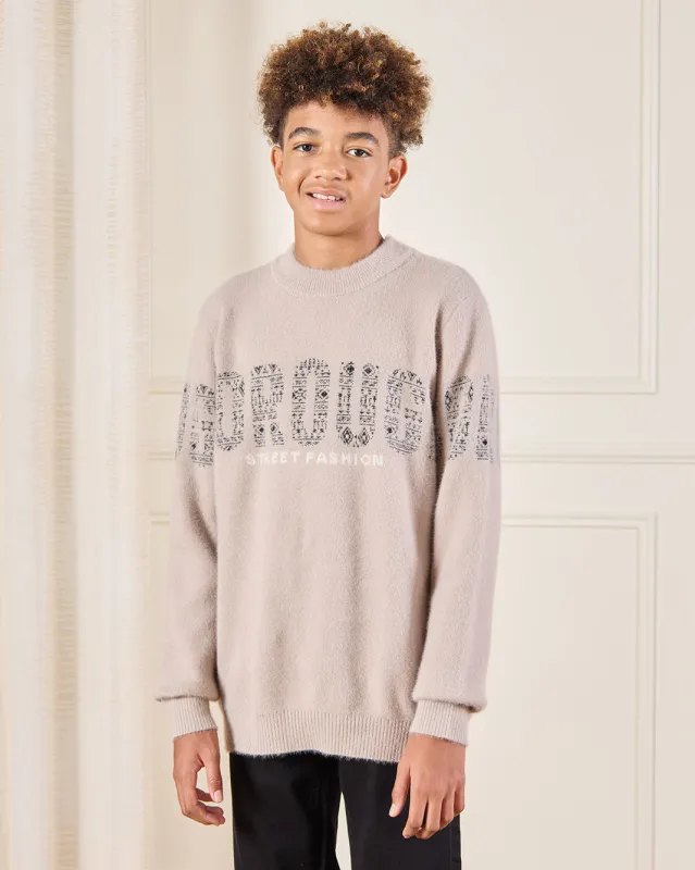 Senior Boys Beige Borough Print Pullover sold by Redtag