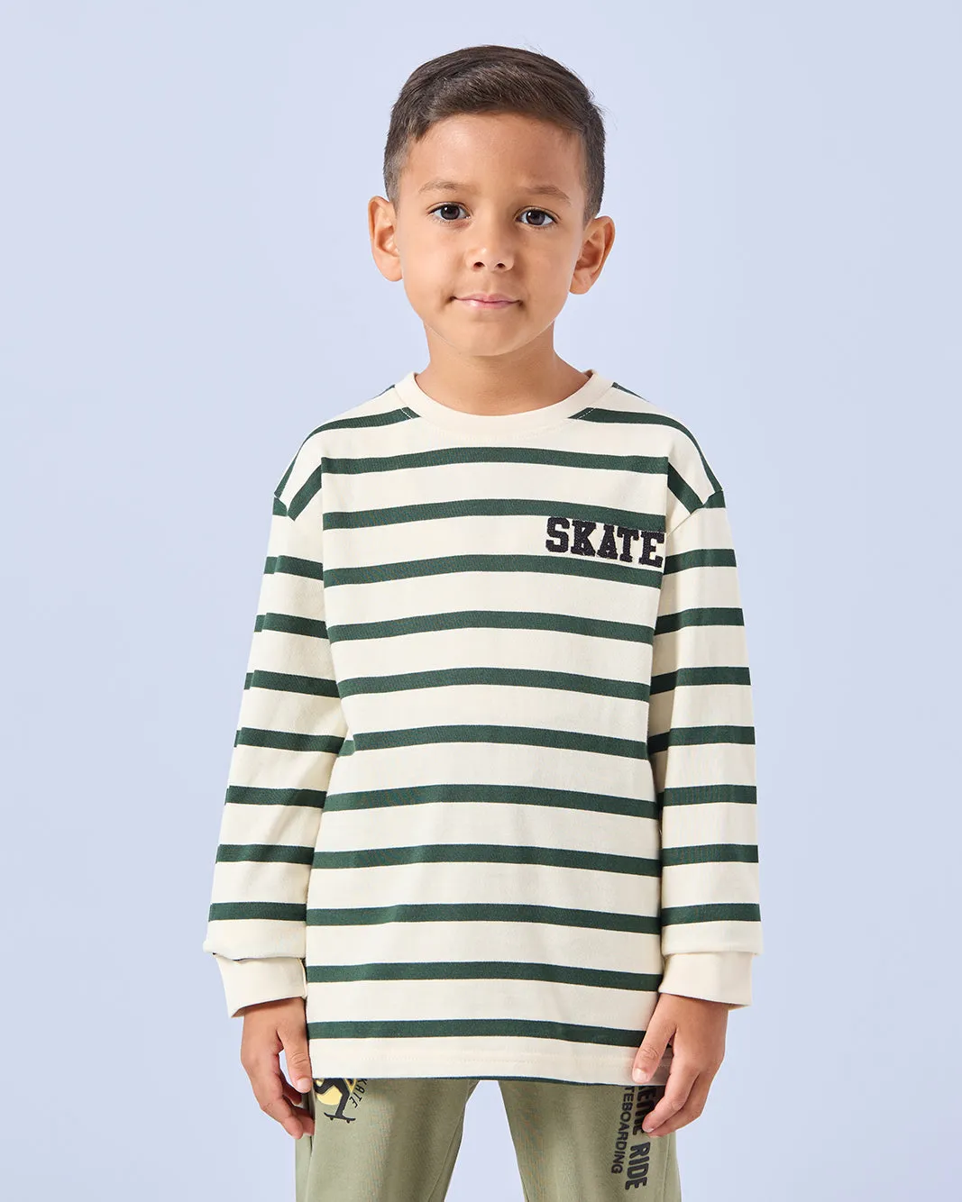 Boys White Striped Long Sleeve T-Shirt sold by Redtag