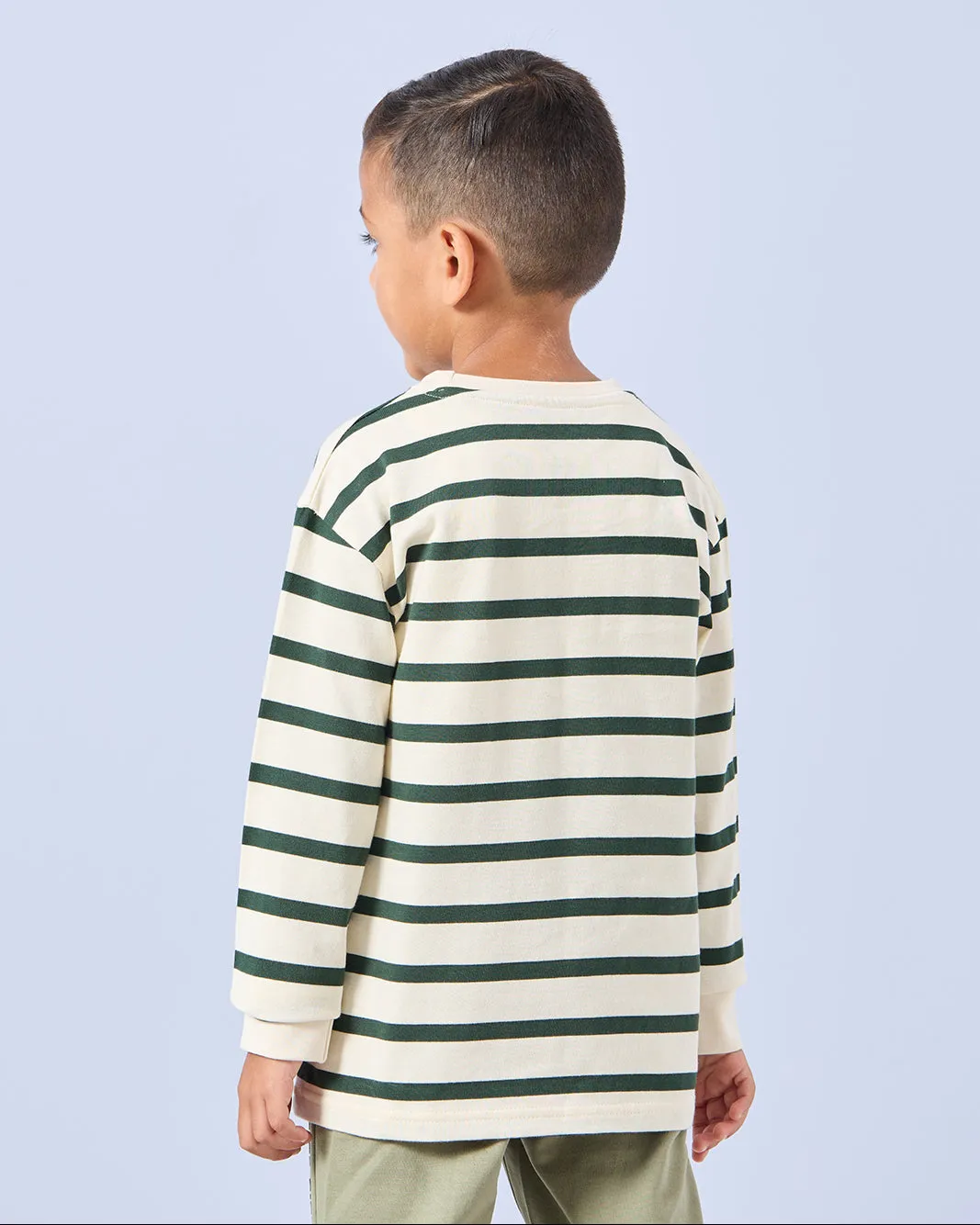 Boys White Striped Long Sleeve T-Shirt sold by Redtag product image thumbnail 3