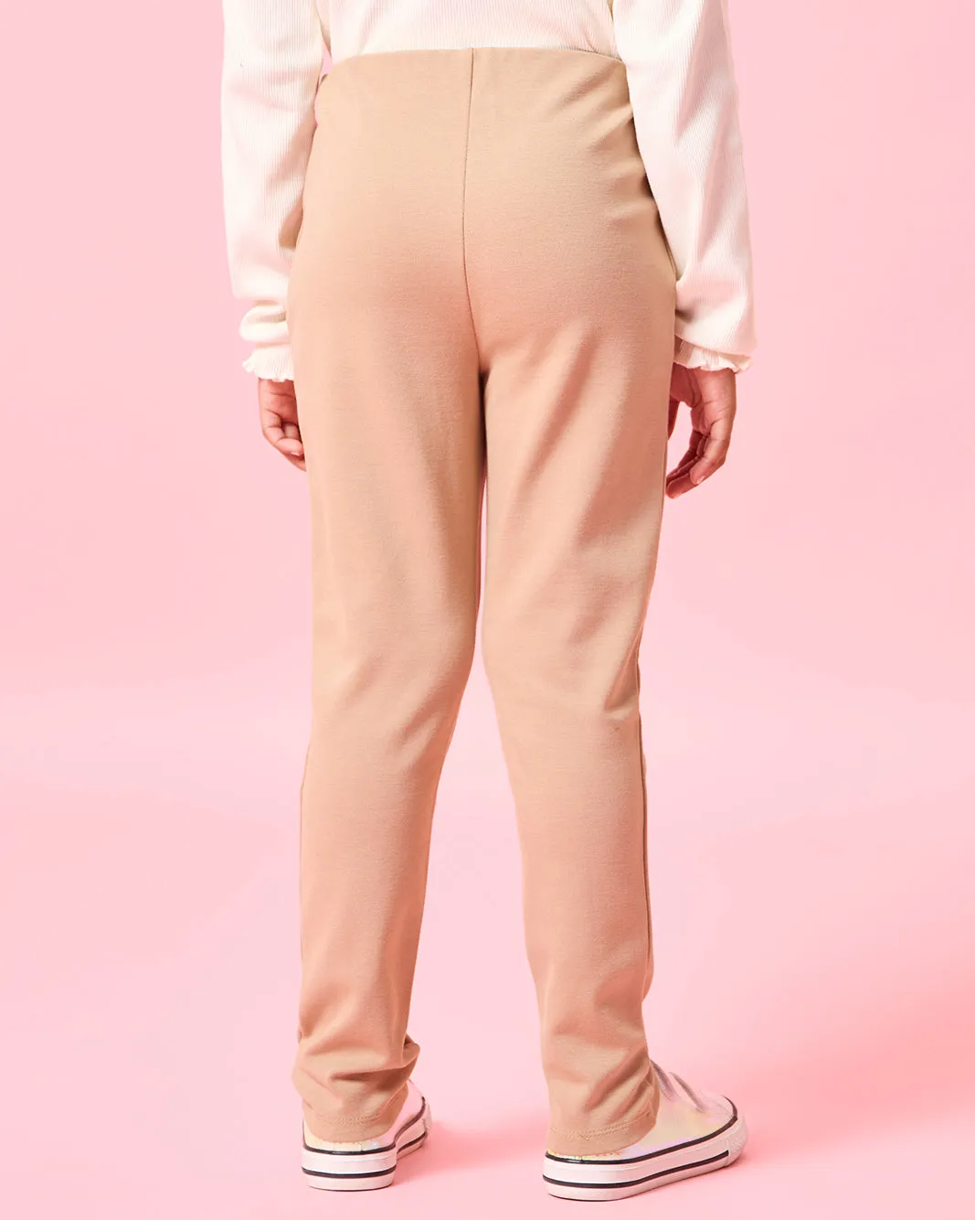 Girls Beige Paneled Leggings sold by Redtag product image thumbnail 3