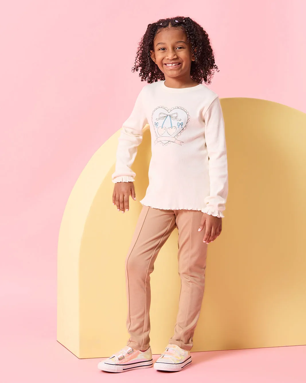 Girls Beige Paneled Leggings sold by Redtag product image thumbnail 2