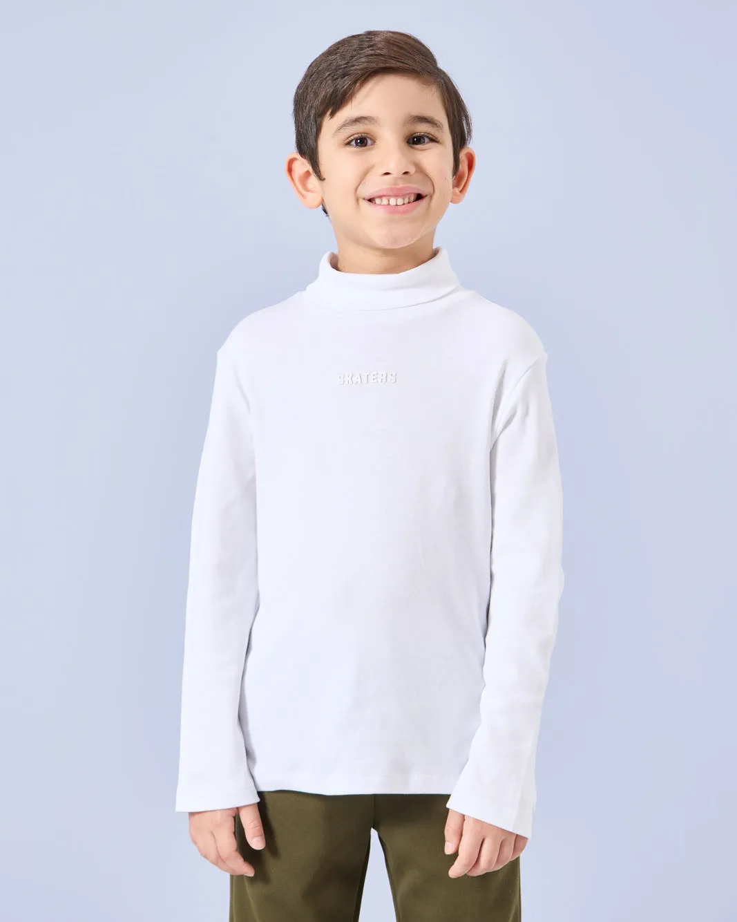 Boys White High Neck Skaters T-Shirt sold by Redtag