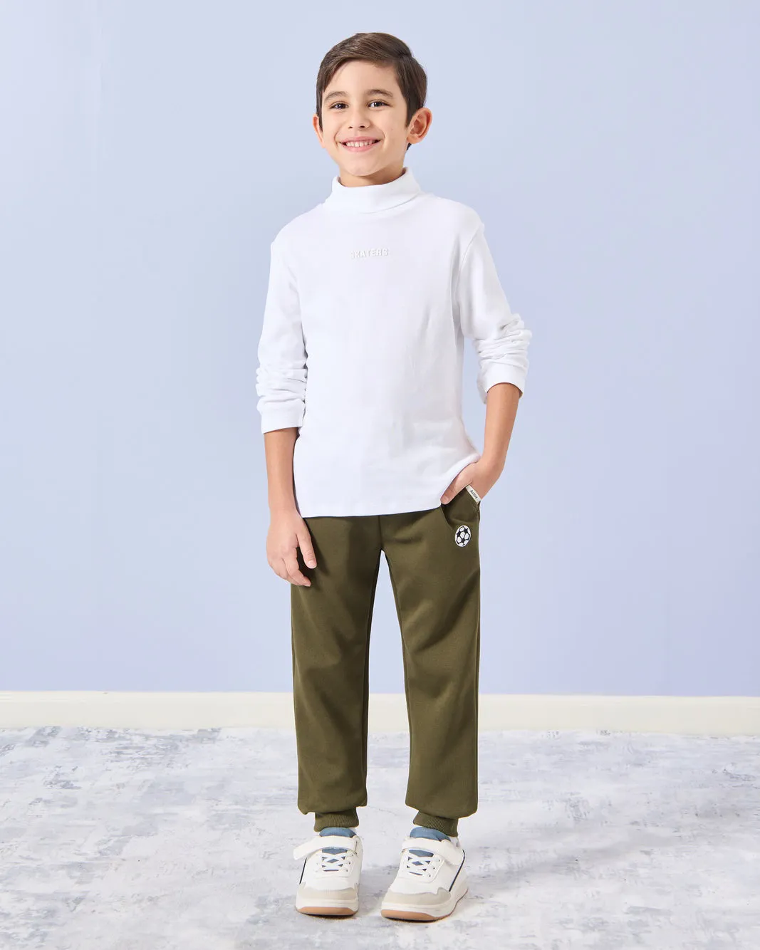 Boys White High Neck Skaters T-Shirt sold by Redtag product image thumbnail 2