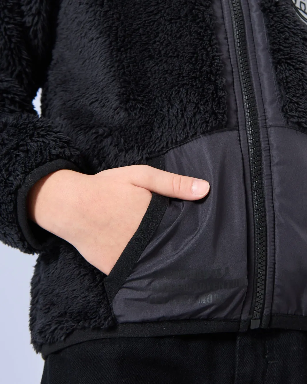 Boys Black Teddy Fur Hooded Sweatshirt sold by Redtag product image thumbnail 5