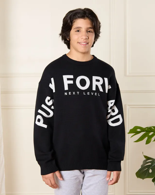 Senior Boys Black Printed Pullover sold by Redtag
