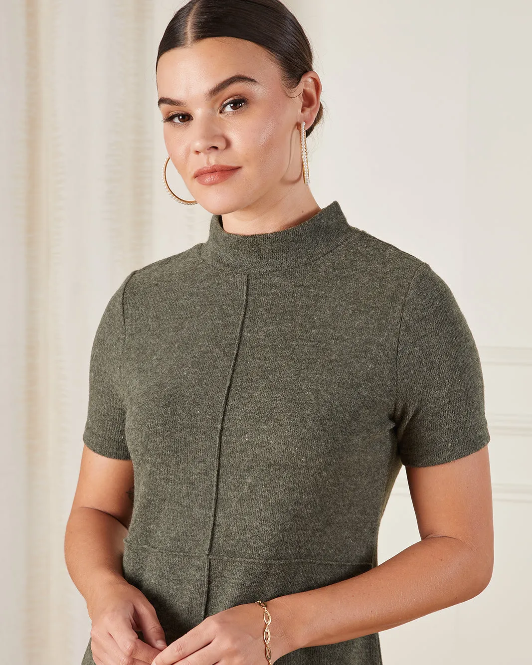 Women Green High Neck Knit Dress sold by Redtag product image thumbnail 4