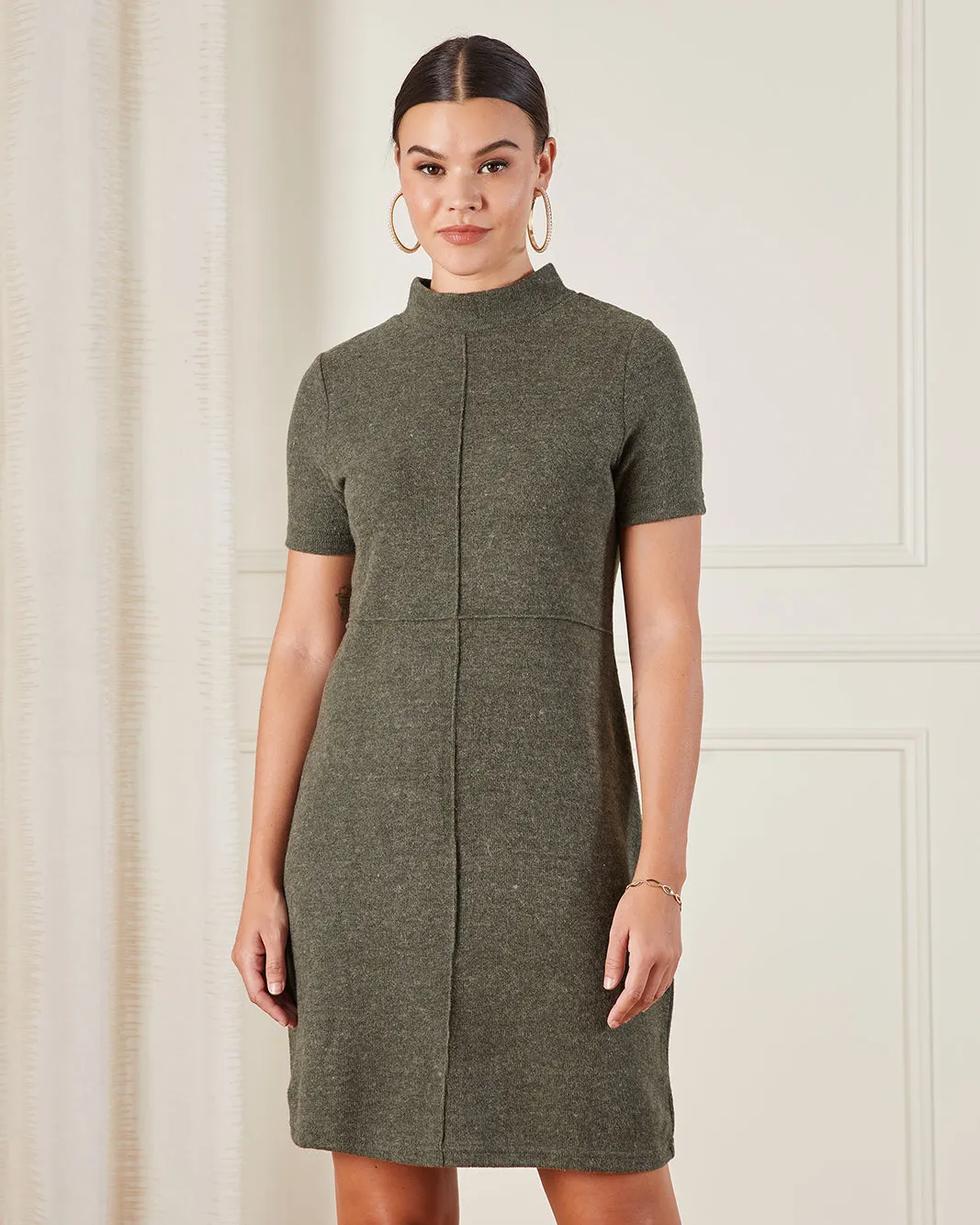 Women Green High Neck Knit Dress sold by Redtag