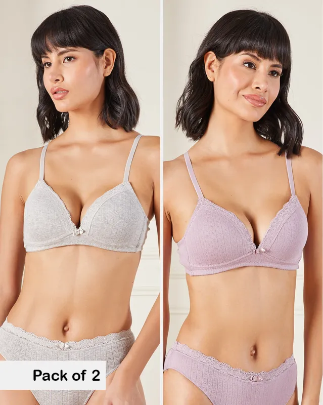 Women Assorted Non-Wired Padded Bra Set (Pack of 2) sold by Redtag