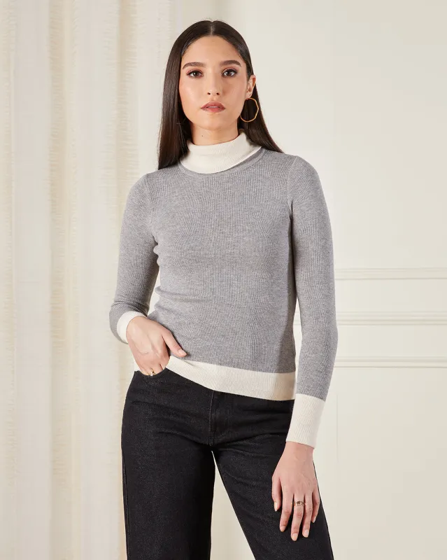 Women Grey Turtle Neck Knitted Pullover sold by Redtag