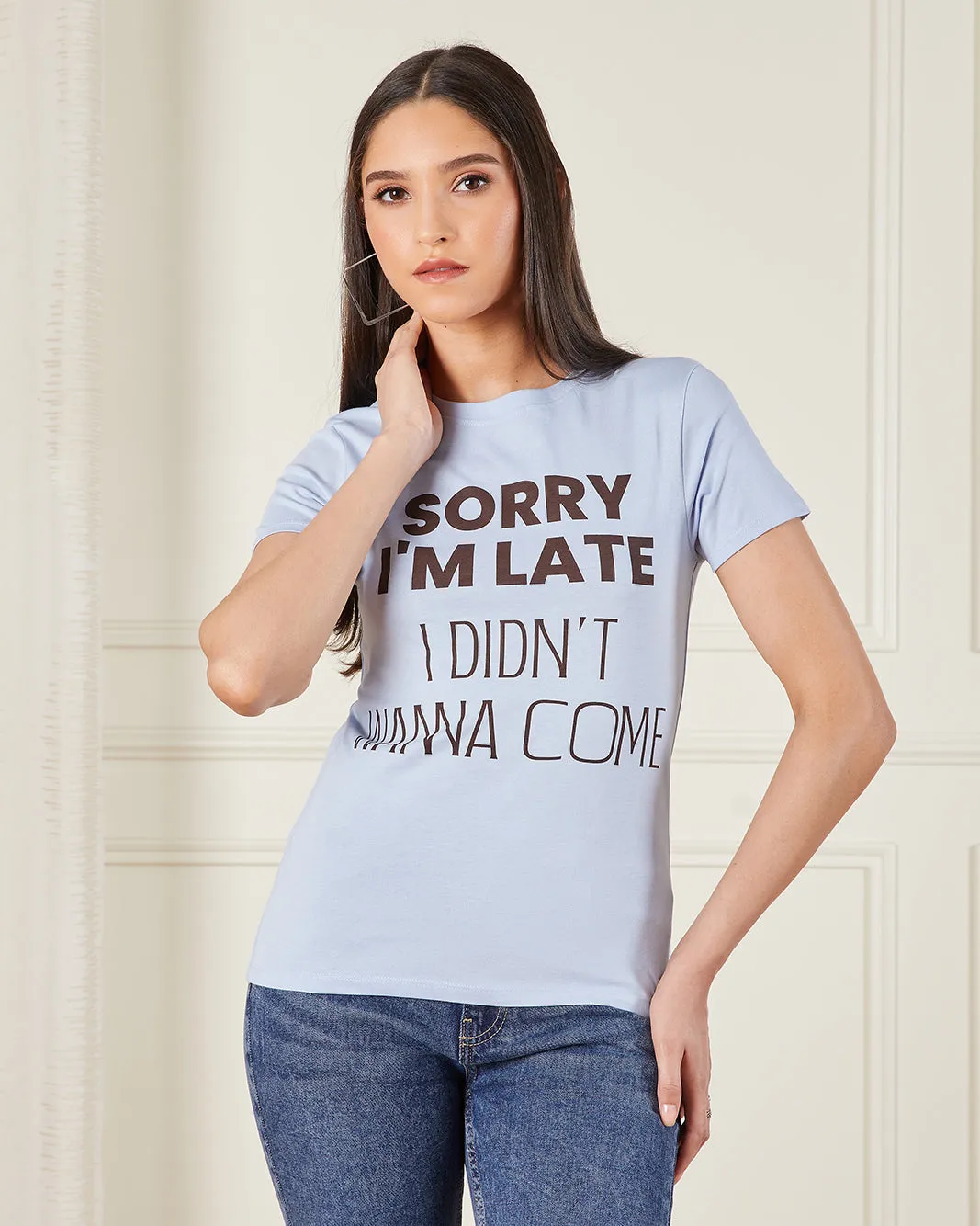 Women Blue Printed T-Shirt sold by Redtag