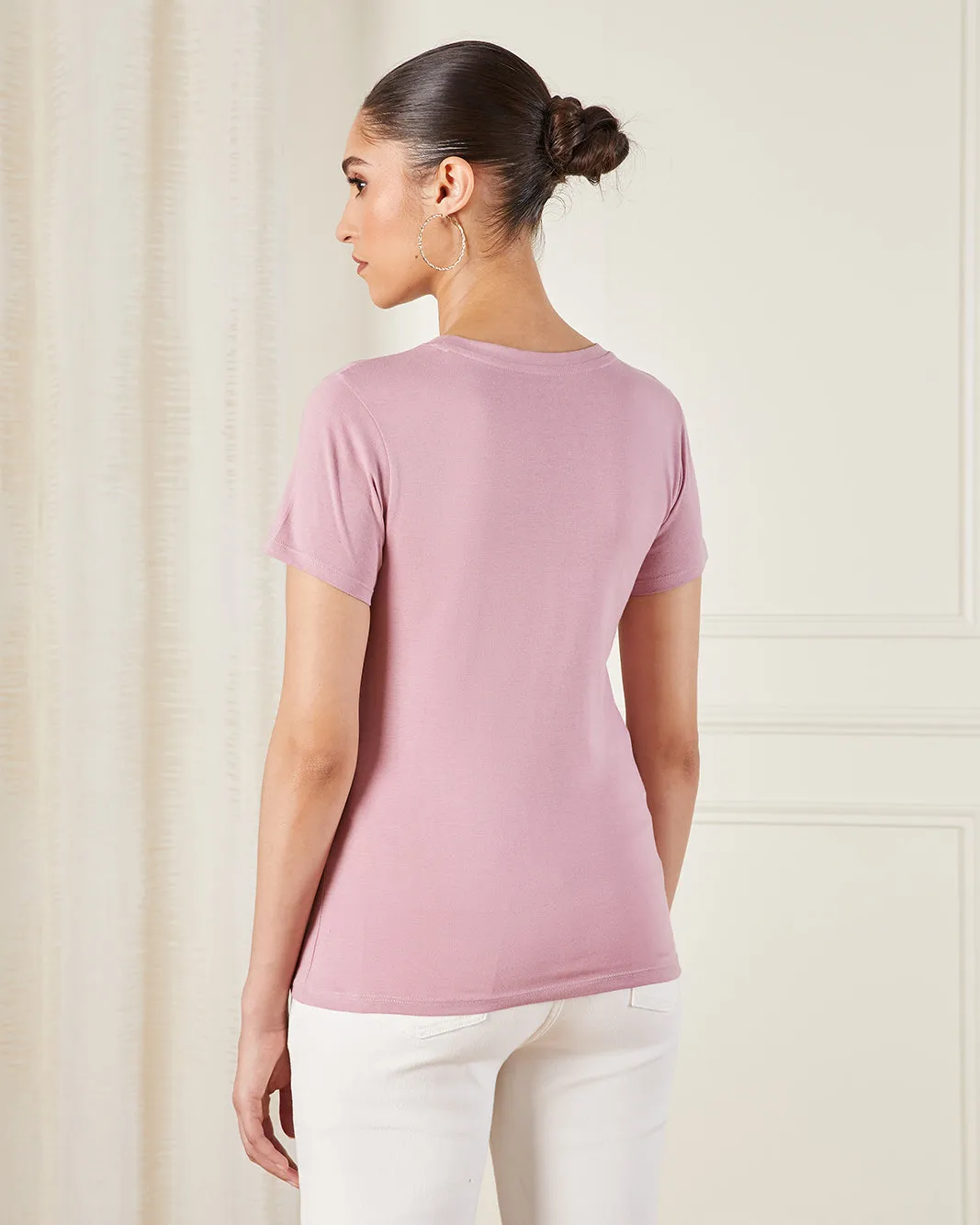 Women Mauve Printed T-Shirt sold by Redtag product image thumbnail 3