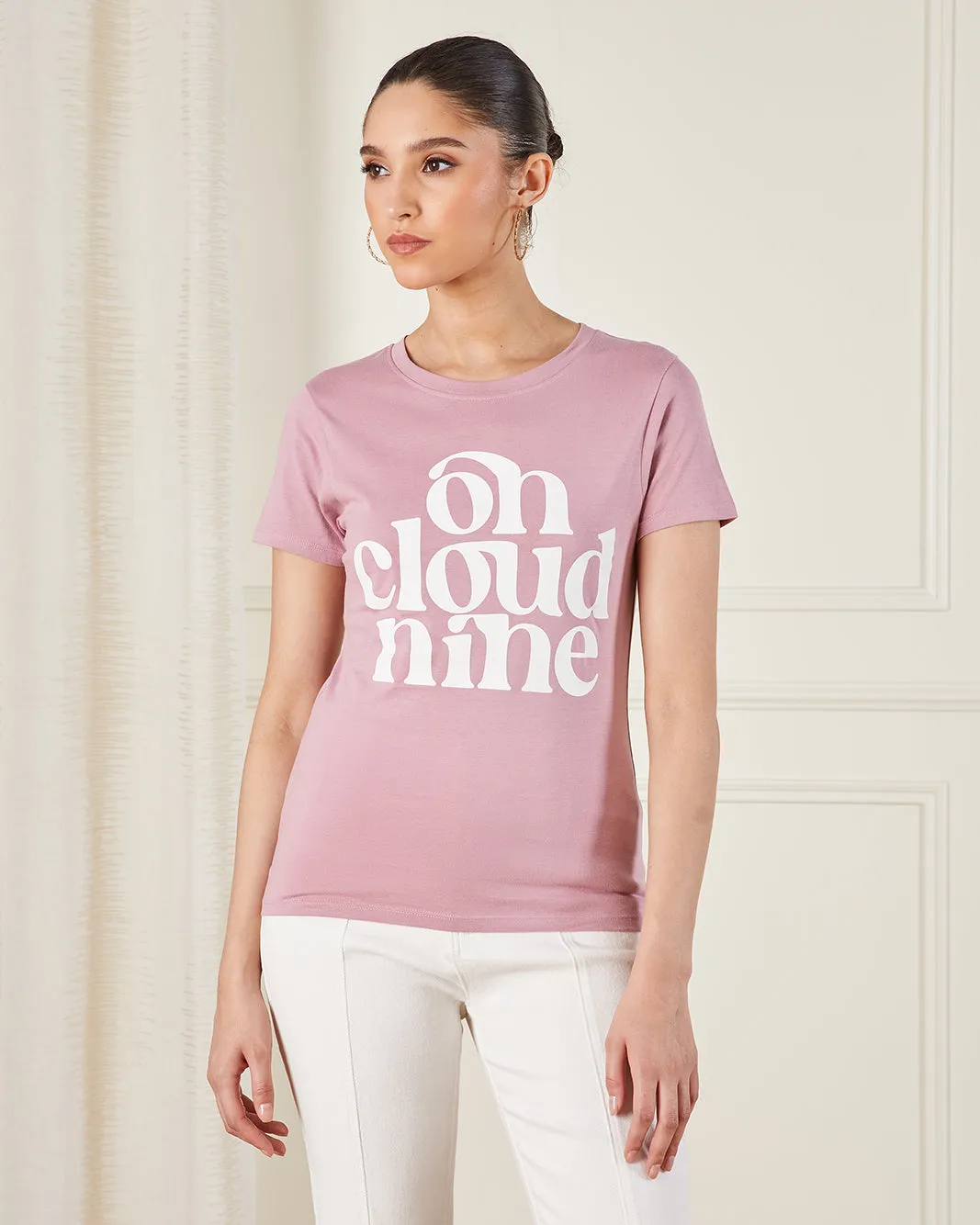 Women Mauve Printed T-Shirt sold by Redtag