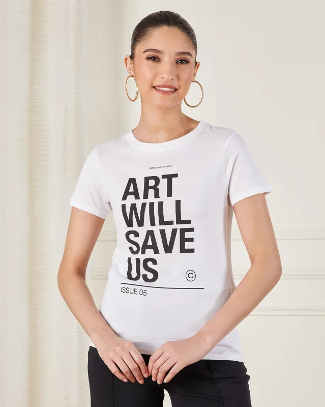 Women White Printed T-Shirt sold by Redtag