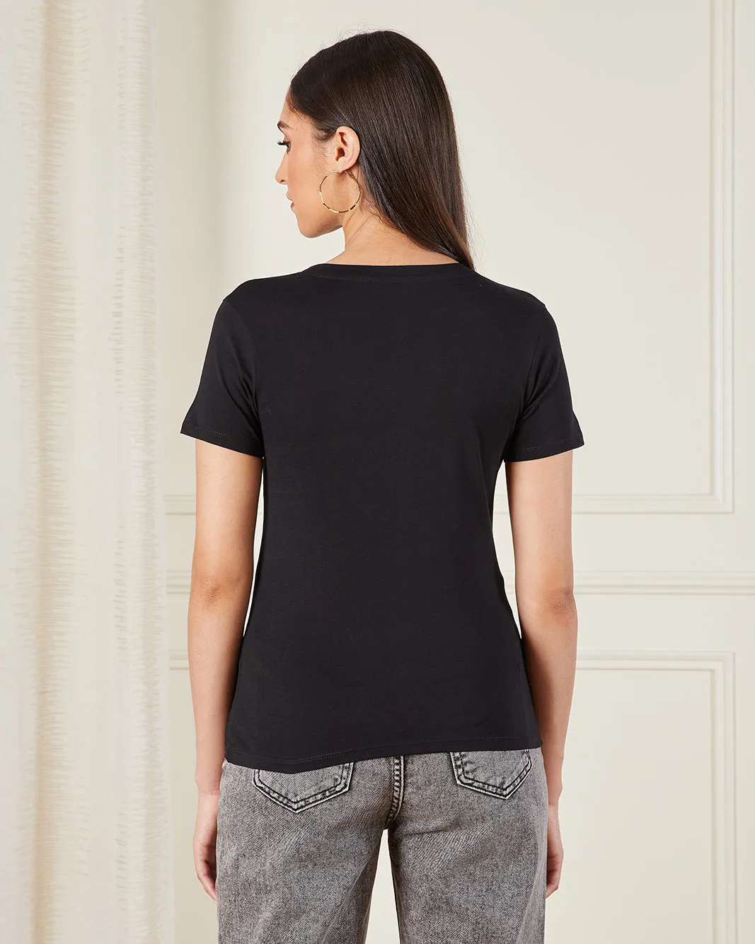 Women Black Printed T-Shirt sold by Redtag product image thumbnail 3
