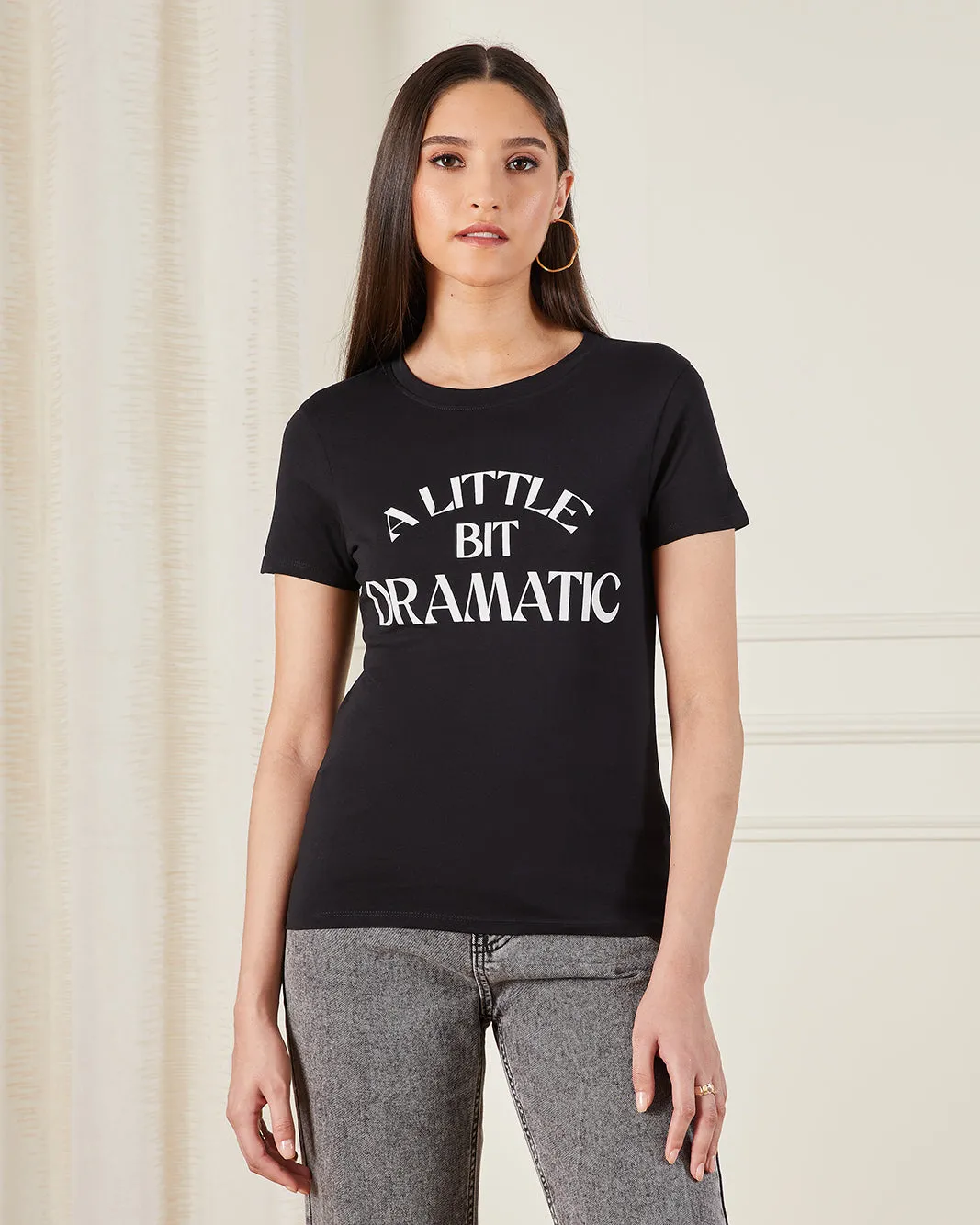 Women Black Printed T-Shirt sold by Redtag