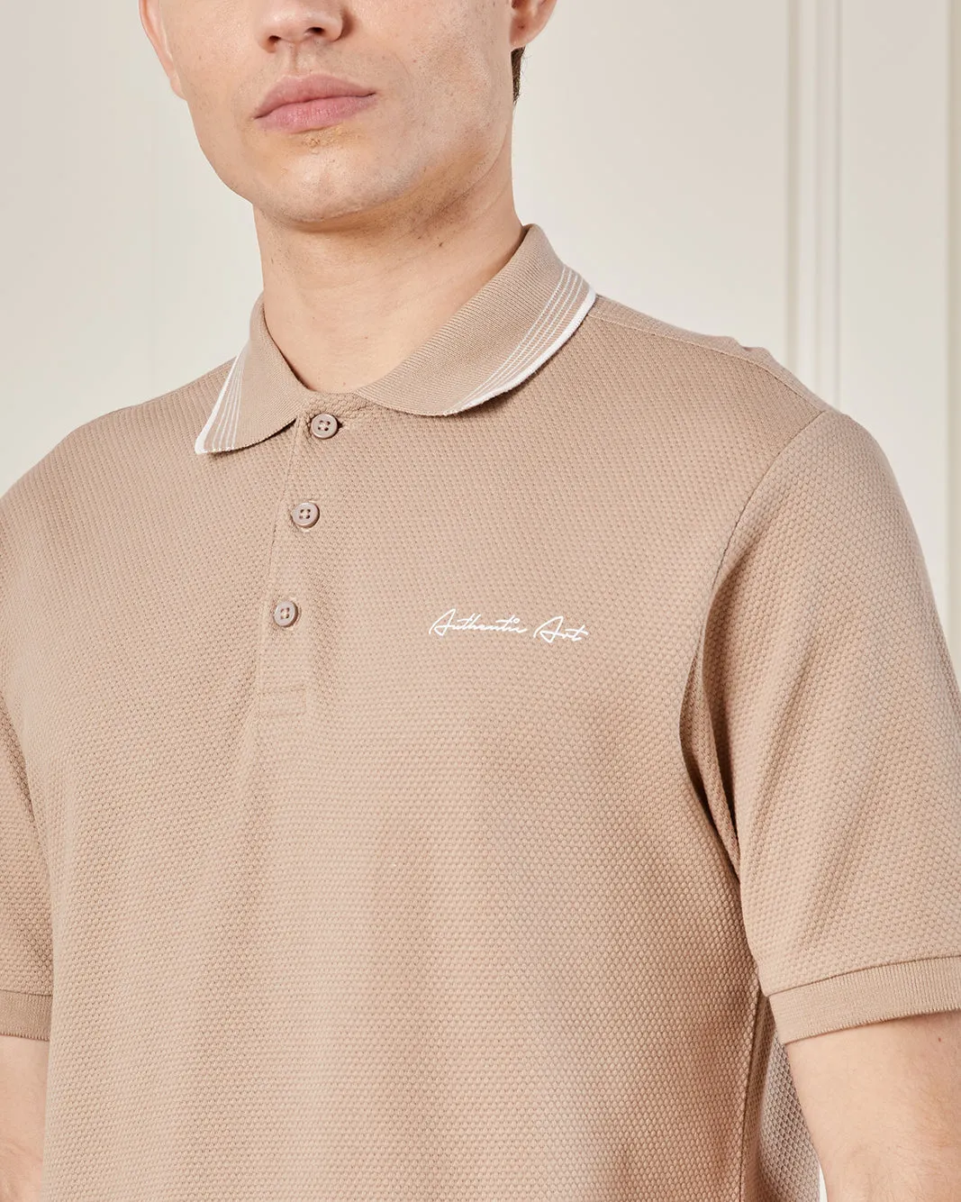 Men Beige Polo Shirt sold by Redtag product image thumbnail 4