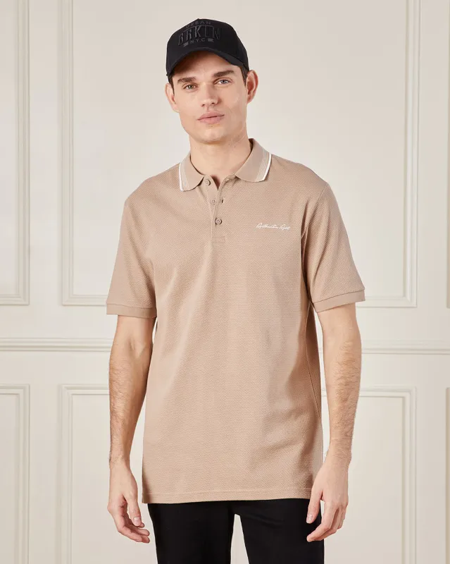 Men Beige Polo Shirt sold by Redtag