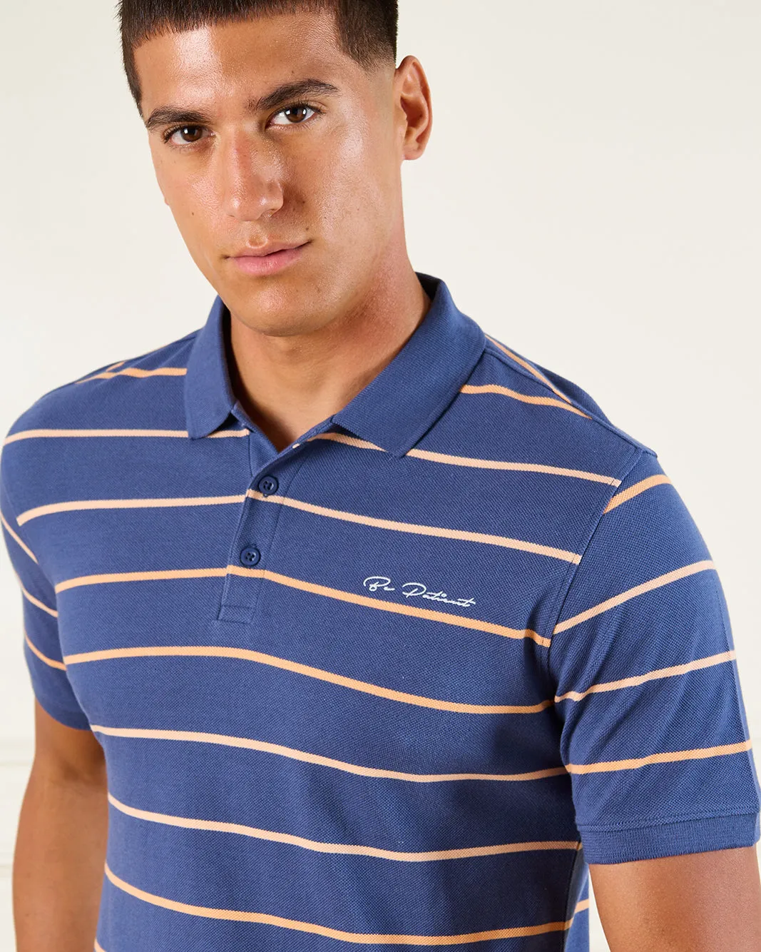 Men Blue Striped Polo Shirt sold by Redtag product image thumbnail 4
