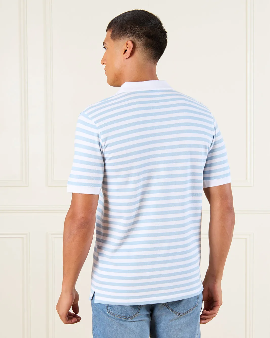 Men Blue Striped Polo Shirt sold by Redtag product image thumbnail 3