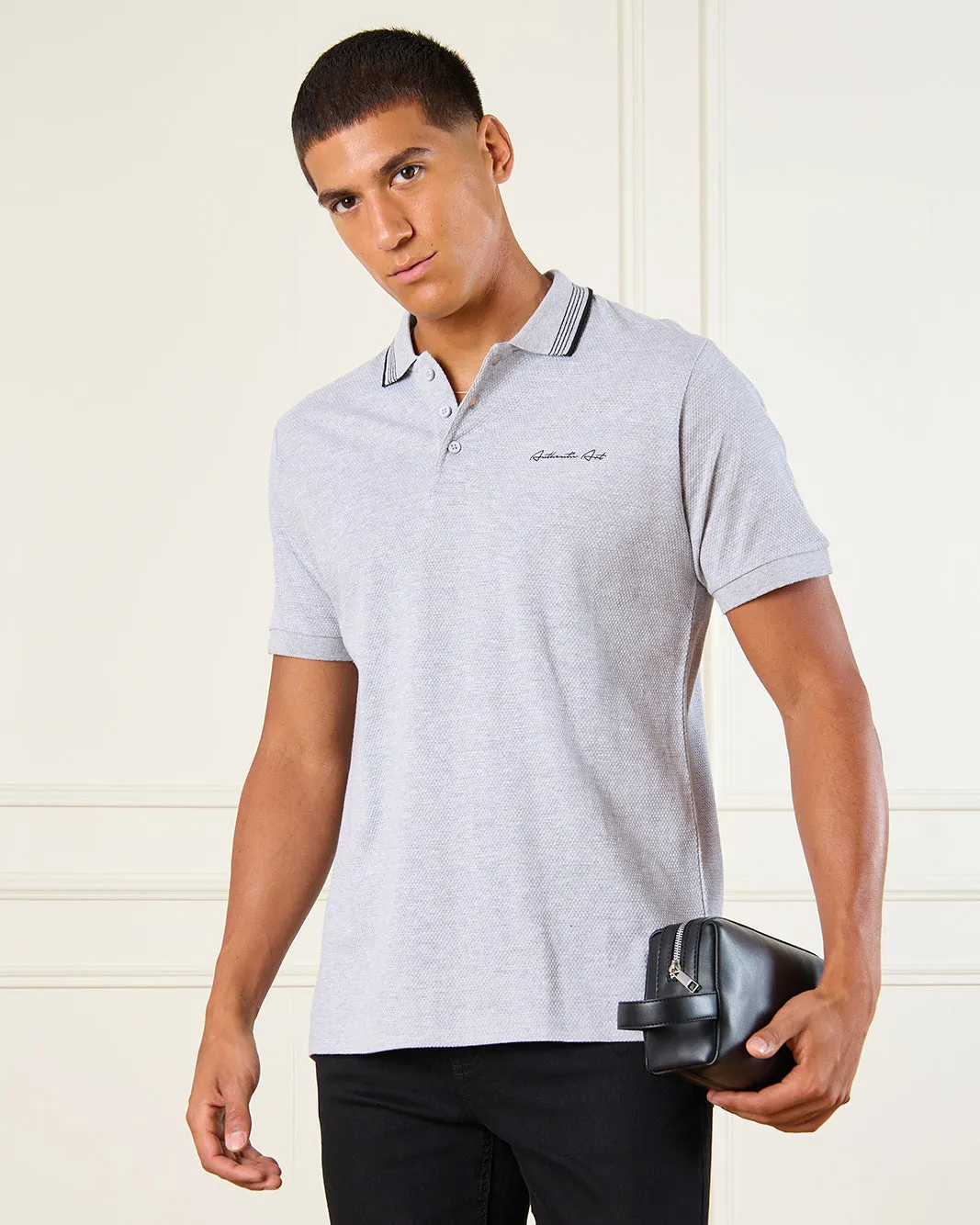 Men Grey Polo Shirt sold by Redtag