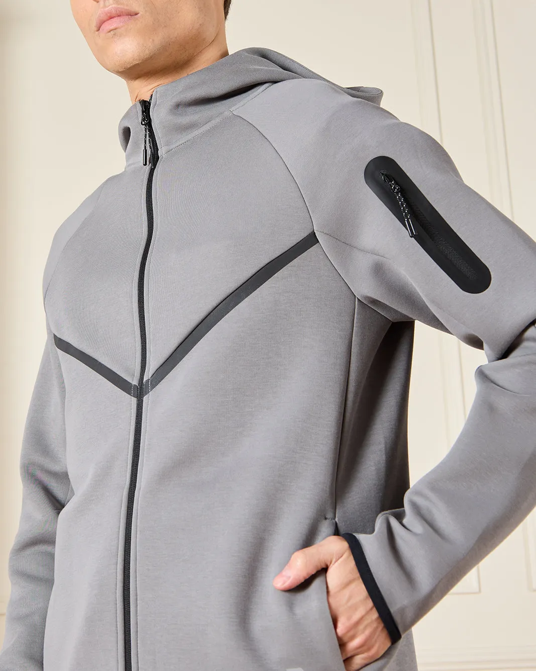 Men Grey Hooded Sports Sweatshirt sold by Redtag product image thumbnail 4