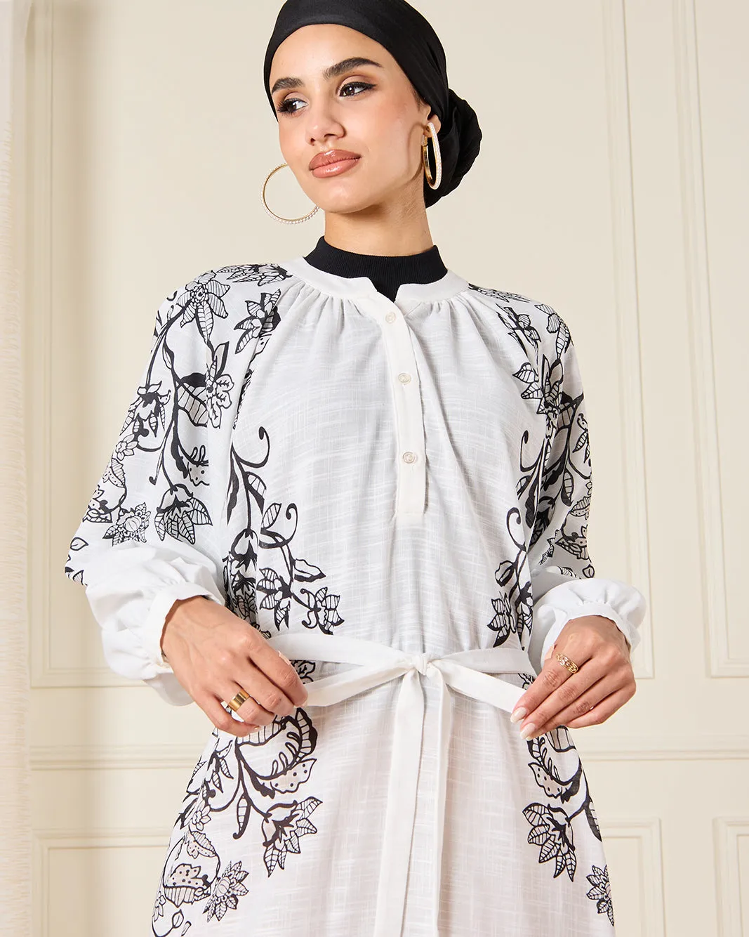 Women White Shoulder Print Kaftan Dress sold by Redtag product image thumbnail 2