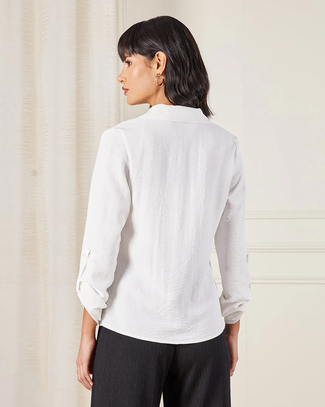 Women Ivory Lapel Button Front Blouse sold by Redtag product image thumbnail 3