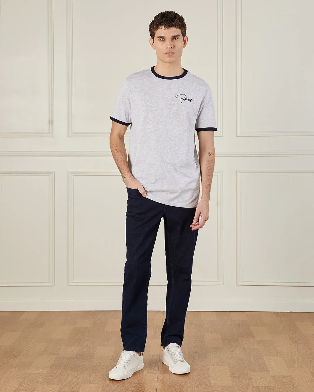 Men Grey Basic Graphic T-Shirt sold by Redtag product image thumbnail 2