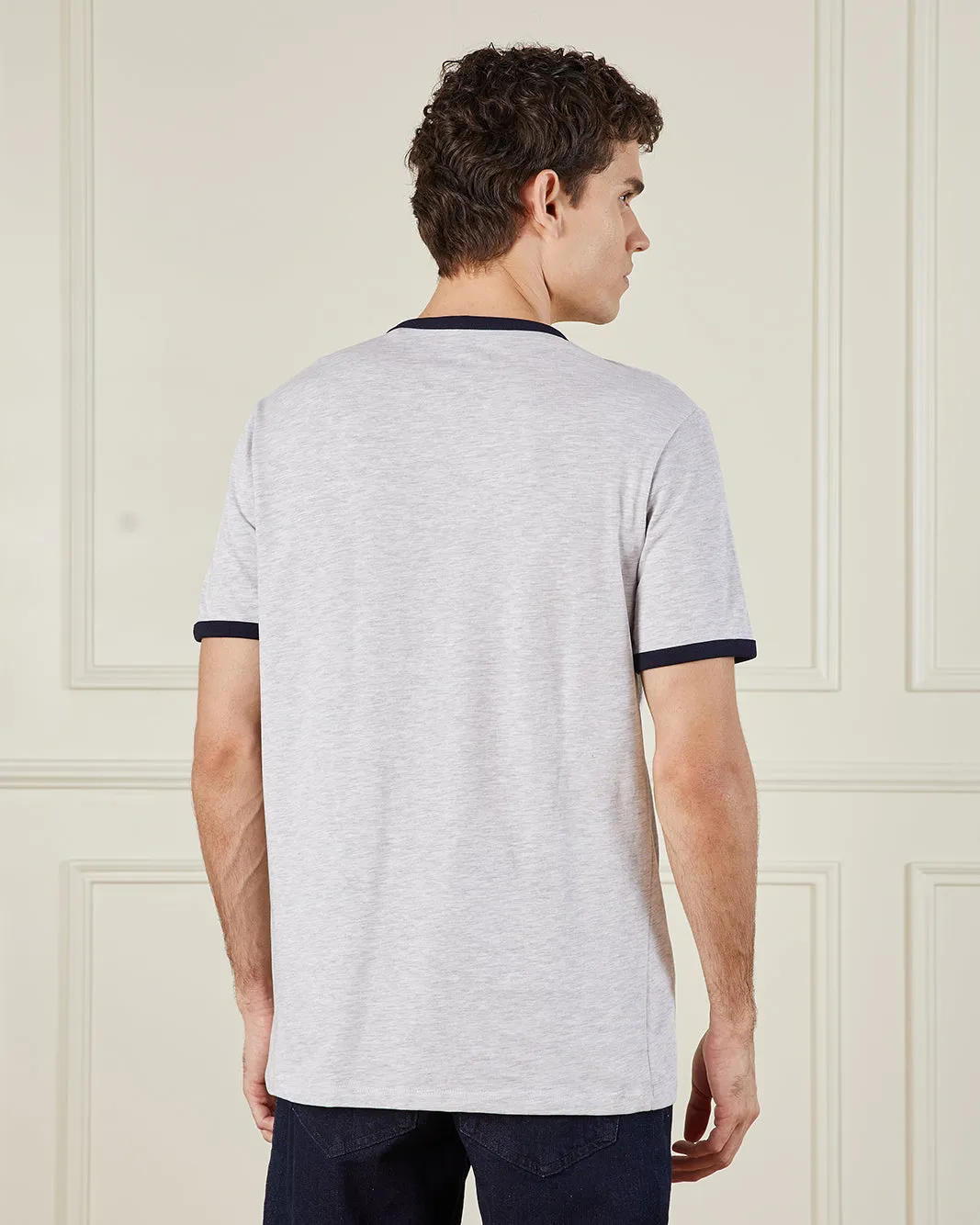 Men Grey Basic Graphic T-Shirt sold by Redtag product image thumbnail 3