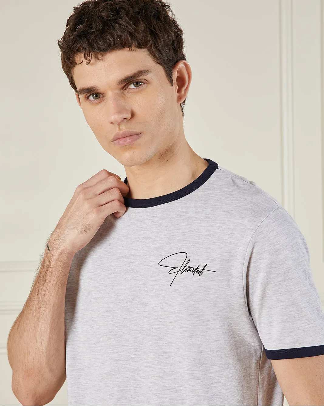 Men Grey Basic Graphic T-Shirt sold by Redtag product image thumbnail 4