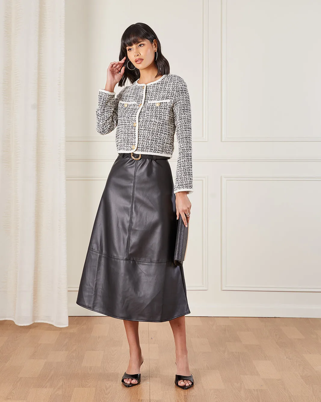 Women Black Tweed Button Detail Jacket sold by Redtag product image thumbnail 2