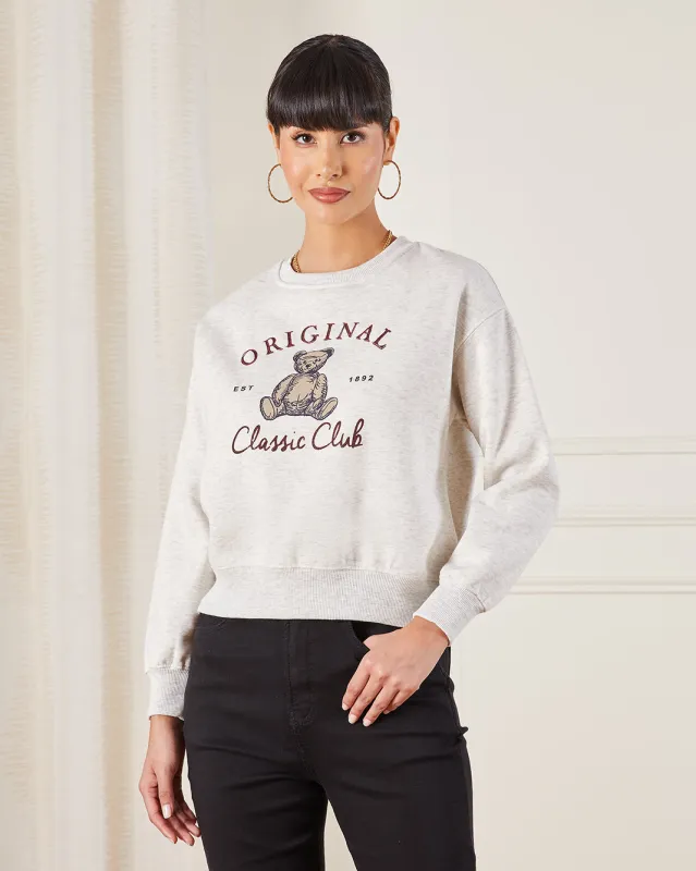 Women Grey Bear Printed Sweatshirt sold by Redtag