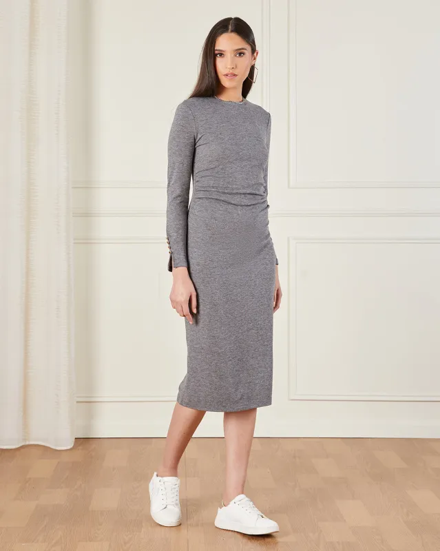 Women Grey Long Sleeve Body Cone Dress sold by Redtag