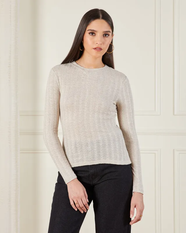 Women Ivory Textured Long Sleeve Top sold by Redtag