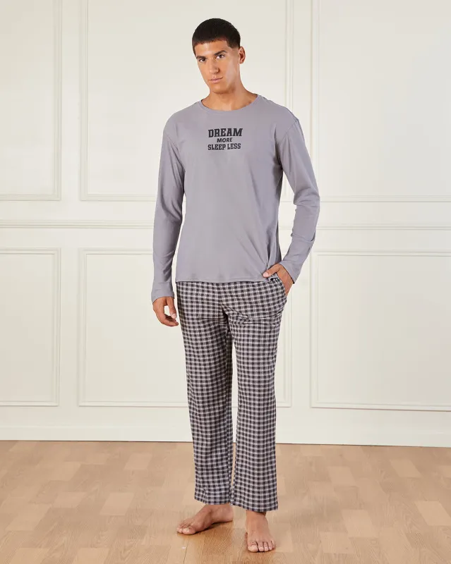 Men Grey Checkered Pyjama Set (2 Piece) sold by Redtag