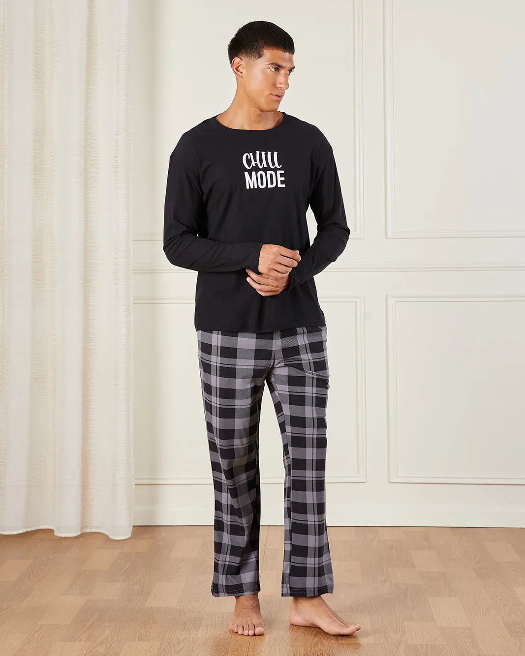 Men Navy Checkered Pyjama Set (2 Piece) sold by Redtag