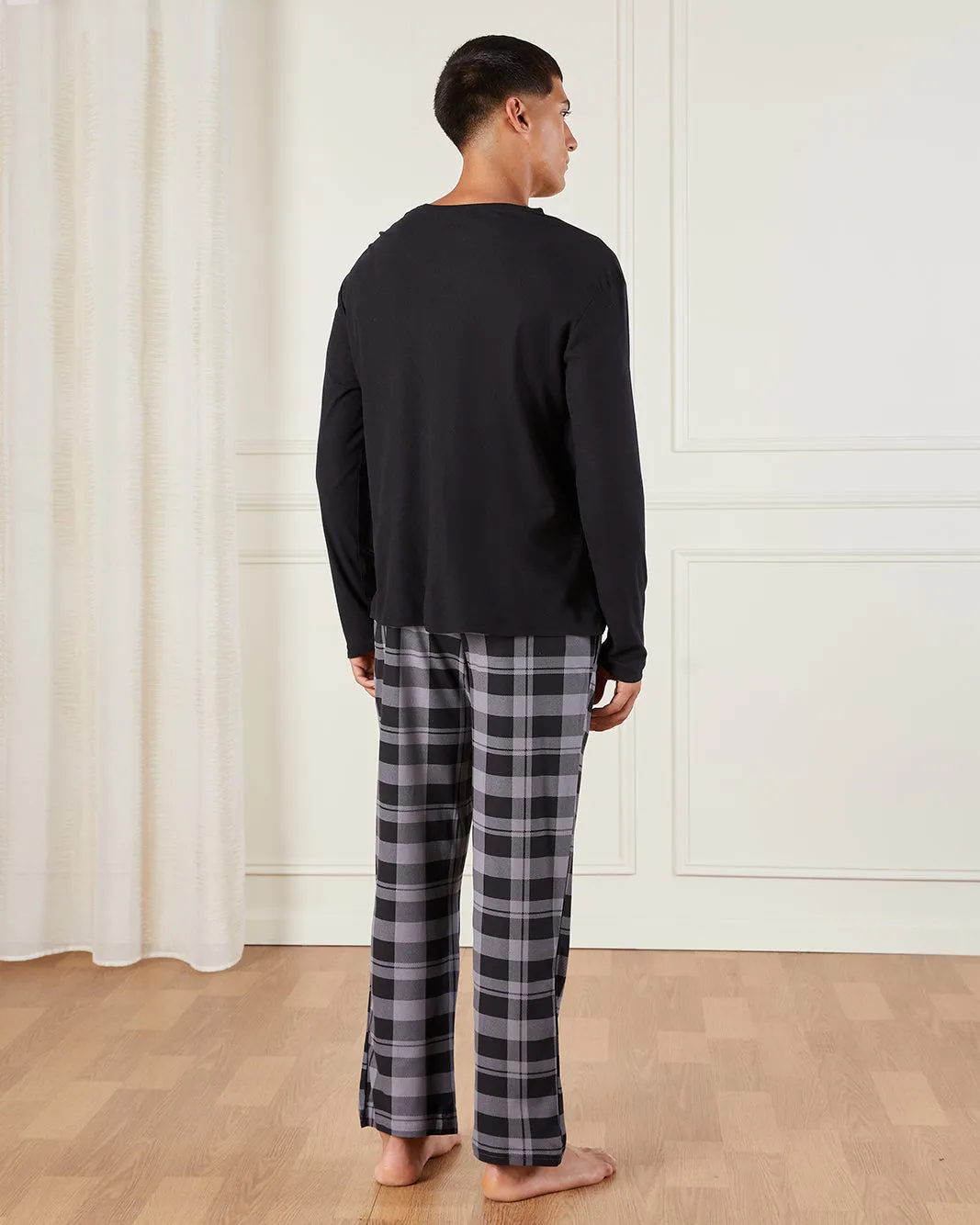 Men Navy Checkered Pyjama Set (2 Piece) sold by Redtag product image thumbnail 4