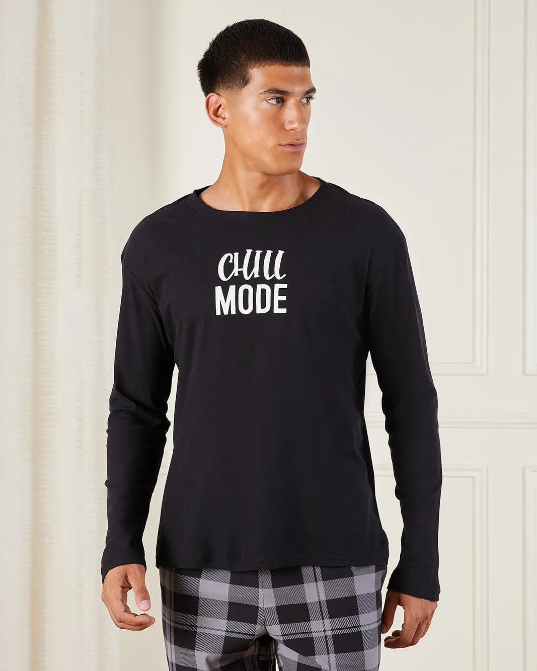 Men Navy Checkered Pyjama Set (2 Piece) sold by Redtag product image thumbnail 2